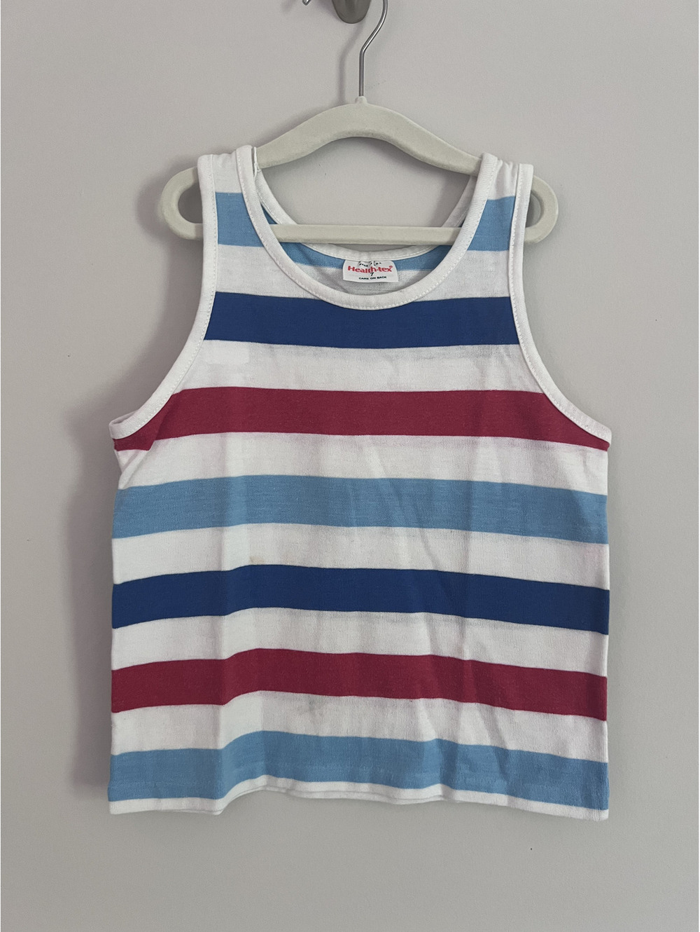 Vintage 1970s/80s Health-Tex Boys Red/White/Blue Striped Tank Top